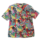 TRU BLOUSE Womens Printed Top Red Crazy Pattern L