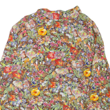 Womens Printed Blouse Brown Collared Long Sleeve Floral M