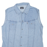 TEDDY'S JEANS Womens Shirt Blue Collared Sleeveless XL