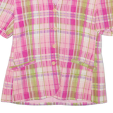 CAMELINE Womens Printed Blouse Pink V-Neck Check S