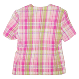 CAMELINE Womens Printed Blouse Pink V-Neck Check S