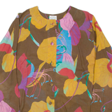 BENETTON Womens Printed Top Brown Long Sleeve Floral XL