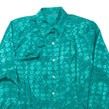 Womens Printed Shirt Green Collared Long Sleeve M