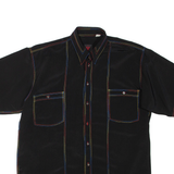 LECHE Womens Shirt Black Collared L