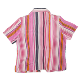 Womens Printed Shirt Pink Collared Striped M