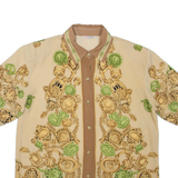 DAE HO Womens Printed Shirt Brown Collared Crazy Pattern L