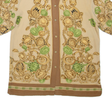 DAE HO Womens Printed Shirt Brown Collared Crazy Pattern L