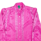 CANDA Womens Printed Shirt Pink Collared Long Sleeve Striped M