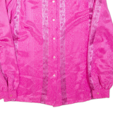 CANDA Womens Printed Shirt Pink Collared Long Sleeve Striped M