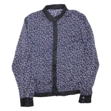 Womens Printed Shirt Purple Collared Long Sleeve M