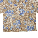 Sheer Floral Womens Printed Top Brown V-Neck Animal Print L