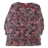 QUEENSWAY Womens Printed Top Red 3/4 Sleeve Floral M