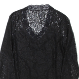 CHICOREE Lace Womens Top Black V-Neck Long Sleeve M
