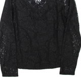 CHICOREE Lace Womens Top Black V-Neck Long Sleeve M