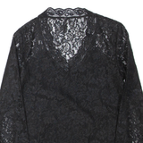 CHICOREE Lace Womens Top Black V-Neck Long Sleeve M