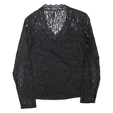 CHICOREE Lace Womens Top Black V-Neck Long Sleeve M