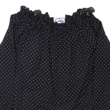 Womens Off Shoulder Top Black Long Sleeve Spotted L