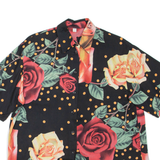 Womens Printed Shirt Black Collared Floral L