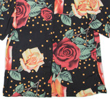 Womens Printed Shirt Black Collared Floral L