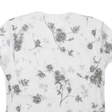 Womens Printed Top White V-Neck Floral S