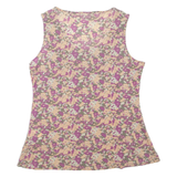 Womens Printed Top Purple Sleeveless Floral L