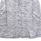 Womens Blazer Jacket Silver 90s Crazy Pattern M