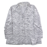 Womens Blazer Jacket Silver 90s Crazy Pattern M
