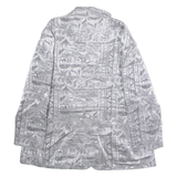 Womens Blazer Jacket Silver 90s Crazy Pattern M