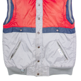 AMERICAN SPORTS Mens Puffer Gilet Silver 80s Hooded Colourblock S