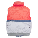 AMERICAN SPORTS Mens Puffer Gilet Silver 80s Hooded Colourblock S