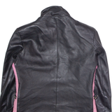 Womens Biker Jacket Pink Faux Leather Colourblock S