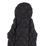 BENETTON Womens Quilted Jacket Black Hooded Diamond M