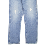 WRANGLER Distressed Mens Jeans Blue Regular Straight Stone Wash W34 L30
