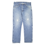 WRANGLER Distressed Mens Jeans Blue Regular Straight Stone Wash W34 L30