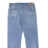 WRANGLER Distressed Mens Jeans Blue Regular Straight Stone Wash W34 L30