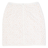 REISS Womens Straight Skirt White Short Lace UK 4
