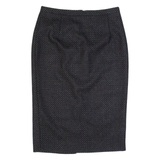 JIGSAW Womens Pencil Skirt Black Knee Length Wool Spotted UK 10