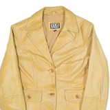 YES OR NO Womens Blazer Jacket Brown Leather 90s S