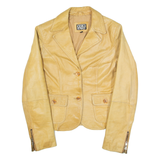 YES OR NO Womens Blazer Jacket Brown Leather 90s S