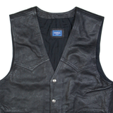 EAGLE FORCE Mens Biker Gilet Black Leather M