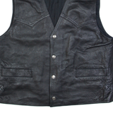 EAGLE FORCE Mens Biker Gilet Black Leather M