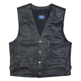 EAGLE FORCE Mens Biker Gilet Black Leather M