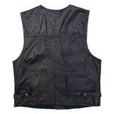 EAGLE FORCE Mens Biker Gilet Black Leather M