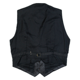 QUADRO Mens Biker Gilet Black Leather L
