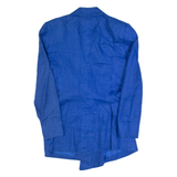 GENEVIEVE Womens Blazer Jacket Blue Linen S