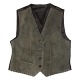Womens Blazer Waistcoat Grey Leather Suede M