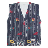 SUCCO DI FRUTTA Womens Waistcoat Blue Striped XL