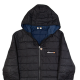 ELLESSE Lightweight Mens Puffer Jacket Black Hooded XXS