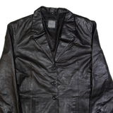 MONTEGO Womens Blazer Jacket Black Leather S