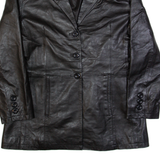 MONTEGO Womens Blazer Jacket Black Leather S